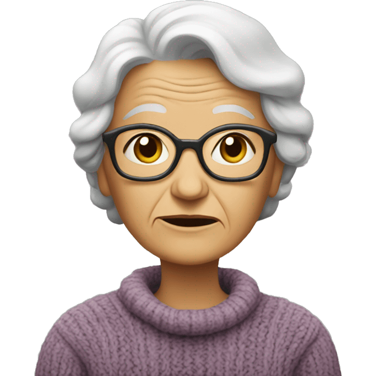 thoughtful old woman in sweater emoji