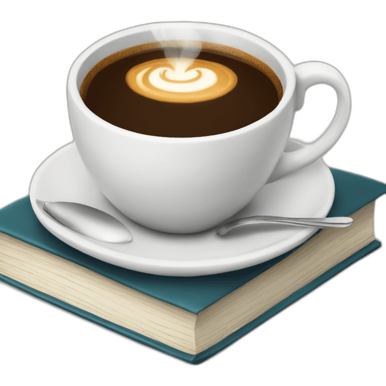 A cup of coffee on books emoji