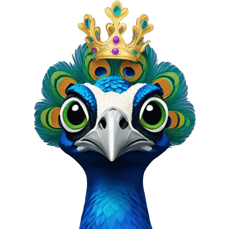 peacock wearing a crown emoji