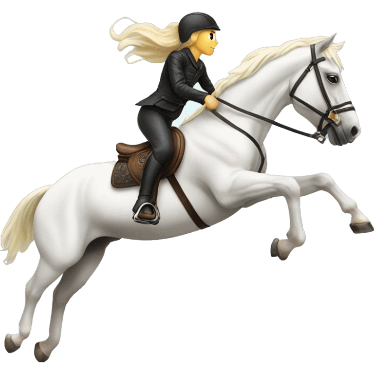 Blonde rider Jumping white horse emoji