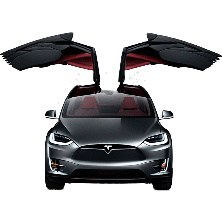 Black 2024 Tesla model x plaid with falcon wing doors open emoji