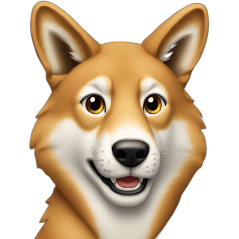 A dingo taking a picture emoji