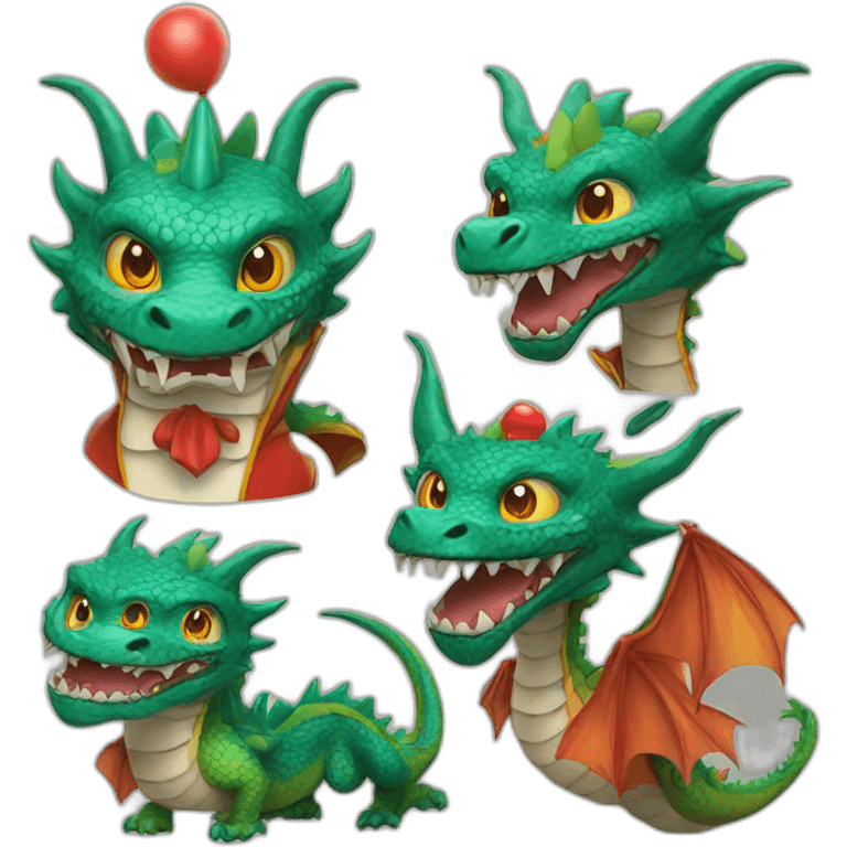 Dragons and clowns emoji