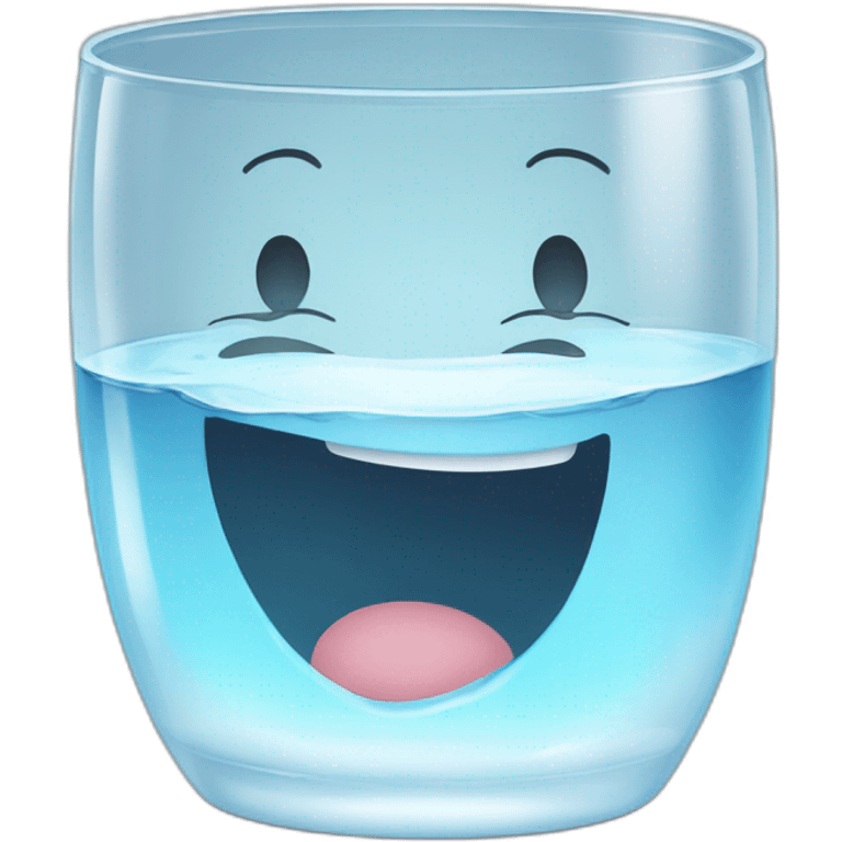 half empty glass of water with happy smile emoji