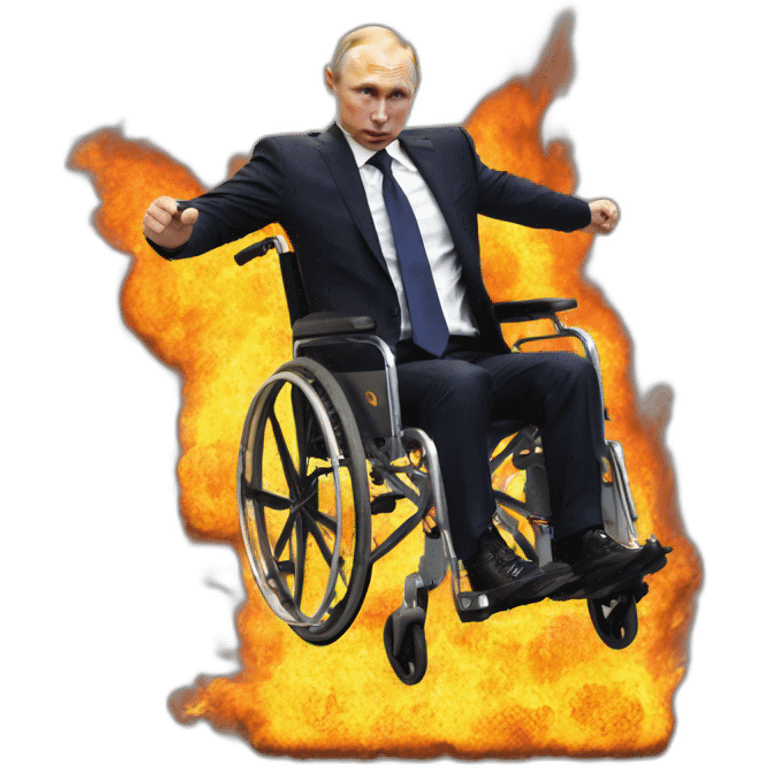 Furious vladimir putin wheelchair jumps through fire ring emoji