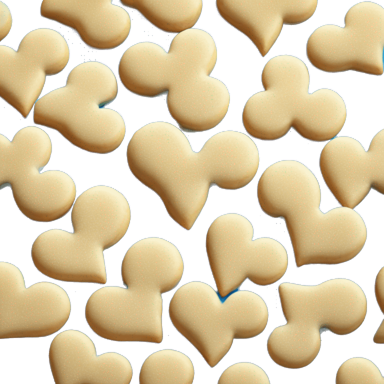 Realistic shortbread cookie in the shape of a heart with blue jelly middle filling and sprinkled powder sugar on top. emoji