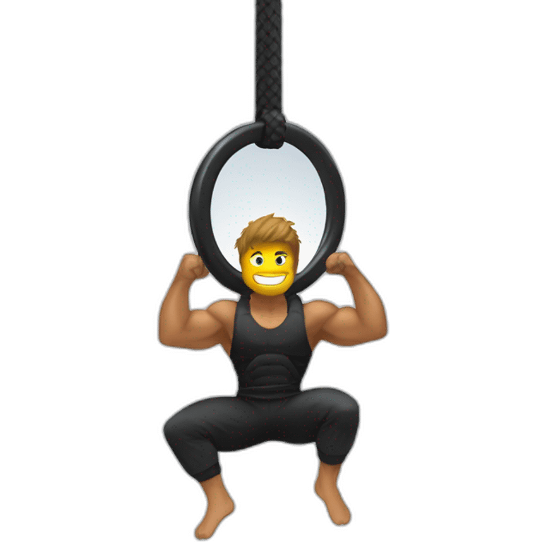 Ninja Warrior athlete, hanging from rings emoji