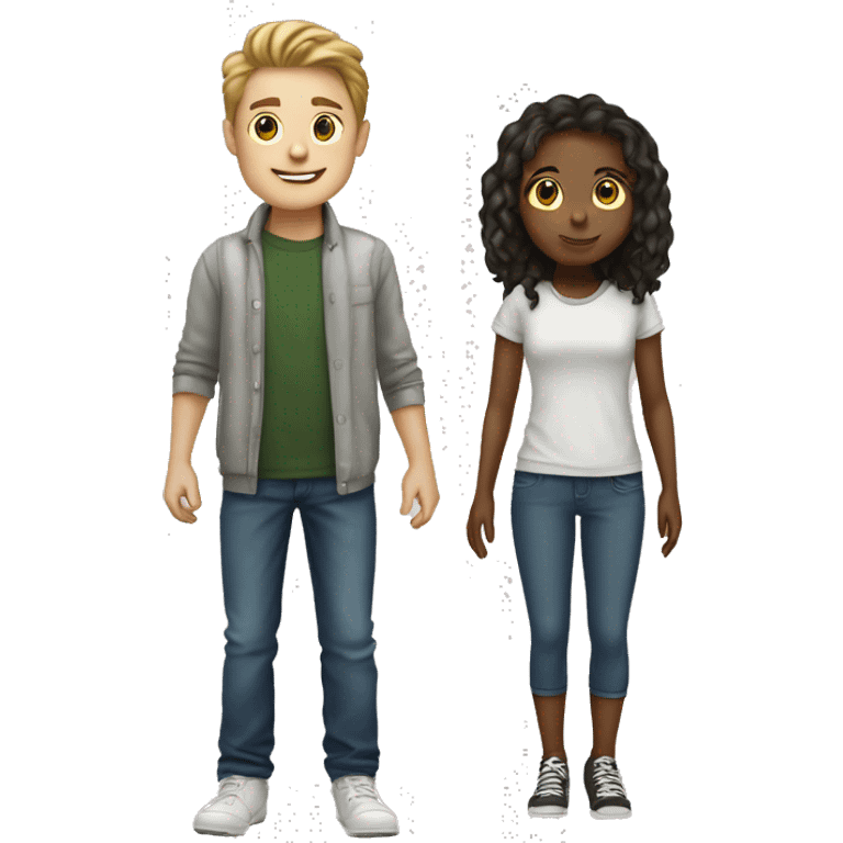 Generate an emoji of two white friends boy and girl standing emoji