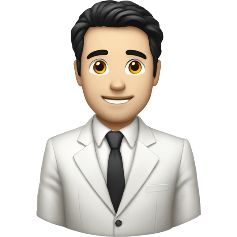 a white guy with black hair with a white suit with a red tie named joe hawley emoji