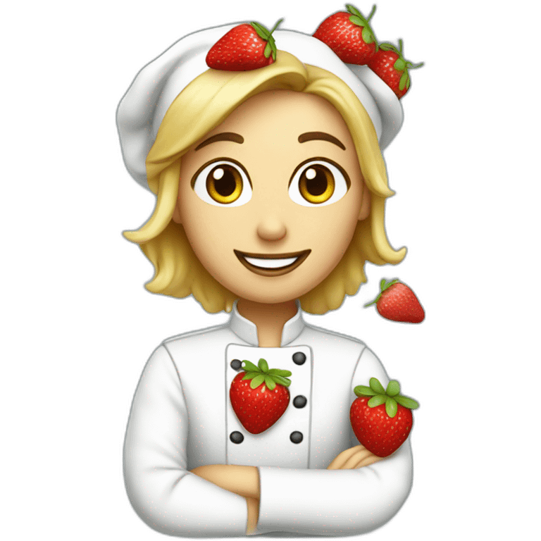 whte pastry chef with strawberries emoji