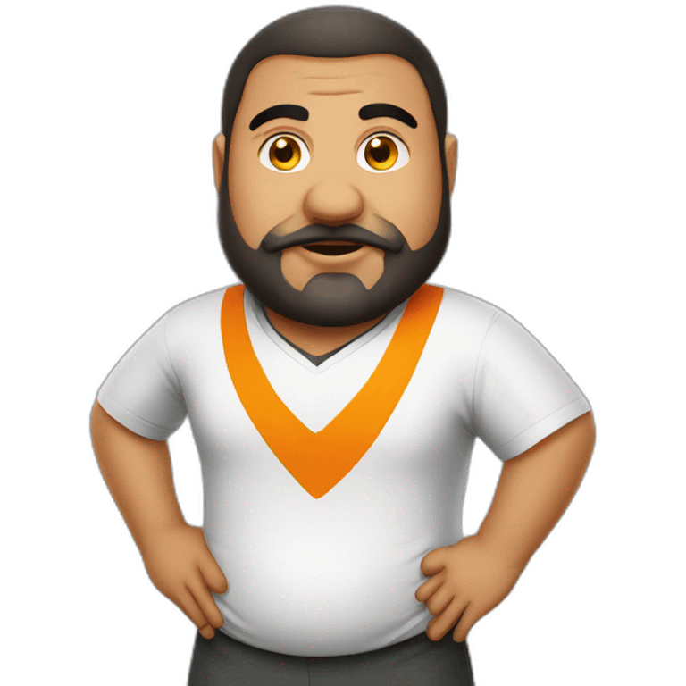 Fat arab man play soccer orange emoji