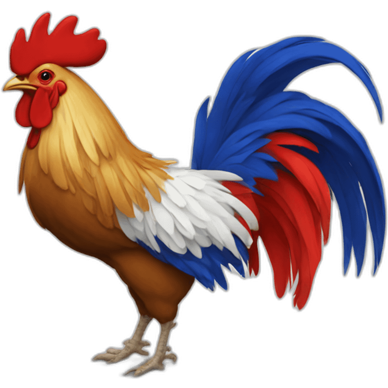 Rooster with French flag emoji