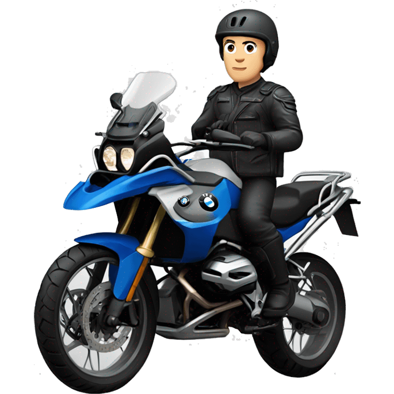 bmw gs 1250 black male rider on bike dark hair blue eyes emoji