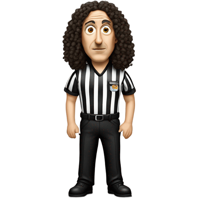 Weird Al Yankovic without wrinkles, and wearing a referee shirt emoji