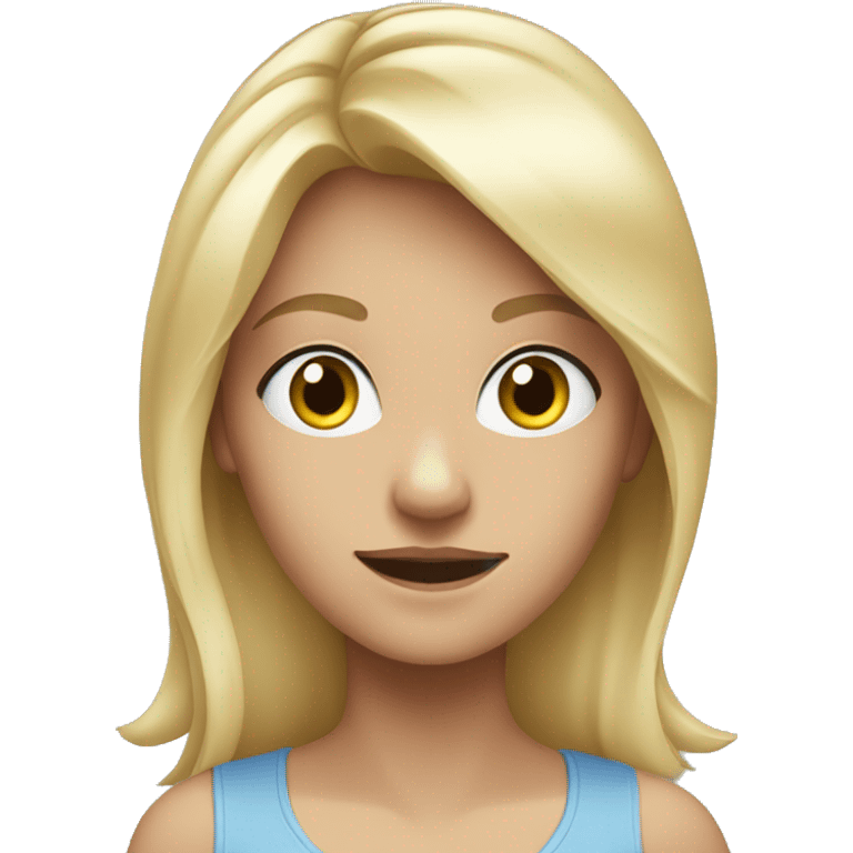 blonde girl blue eyes running emoji