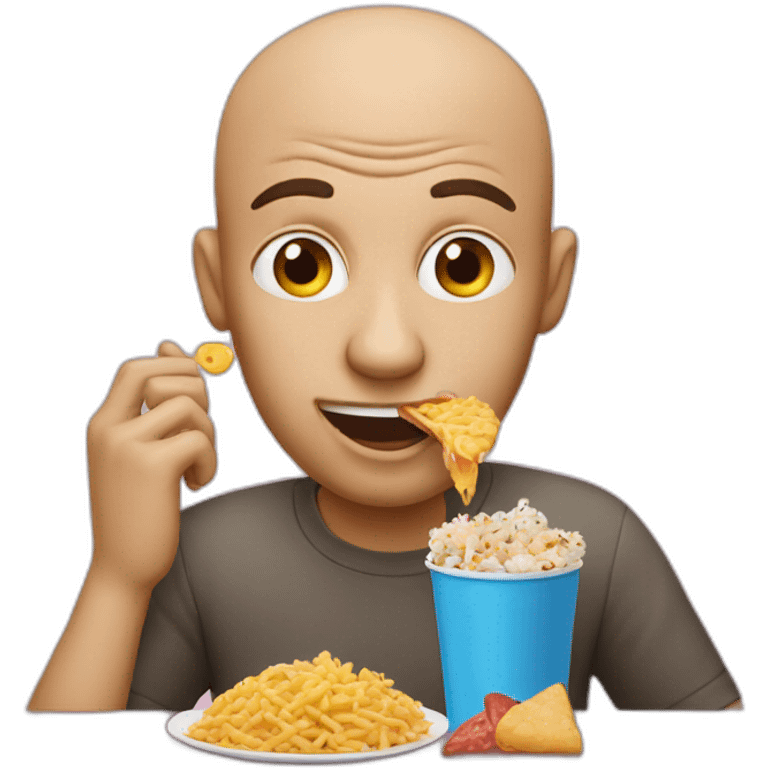 bald man eating junk food emoji