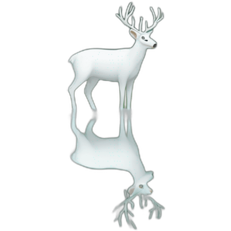 White deer reflected waterfall emoji