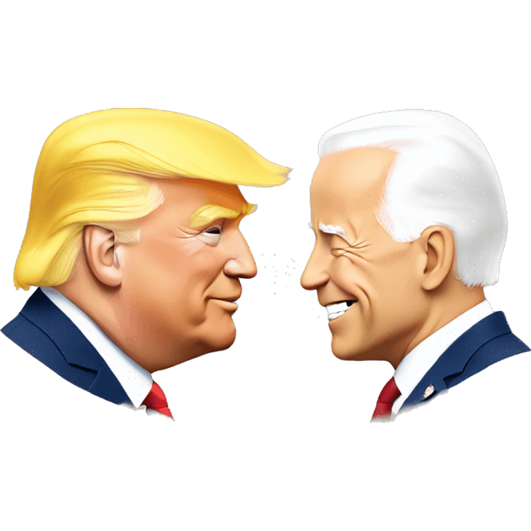 Donald trump and Joe Biden touching noses emoji