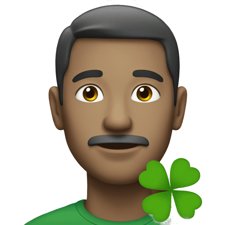 white man with four leaf clover emoji