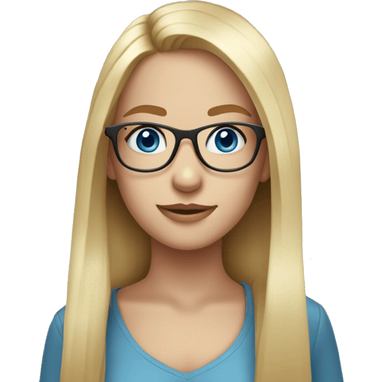 girl long blonde hair blue eyes with glasses emoji