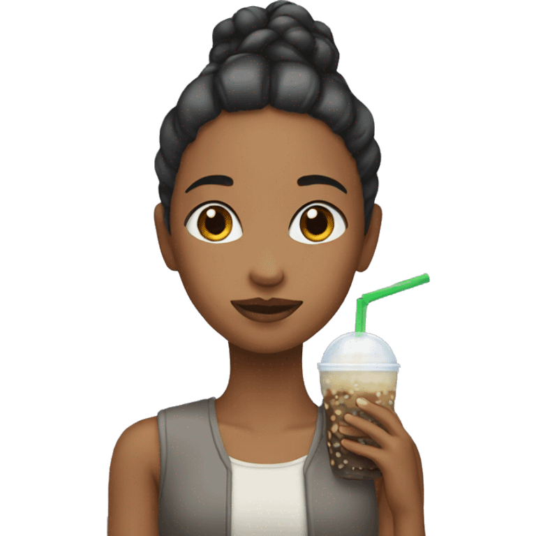 Girl with boba emoji