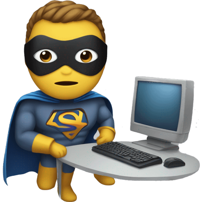 a superhero with a computer instead of a head emoji