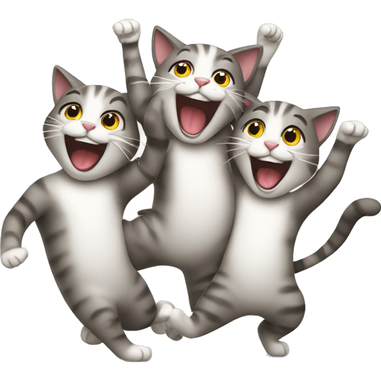 6 happy cats dancing together emoji