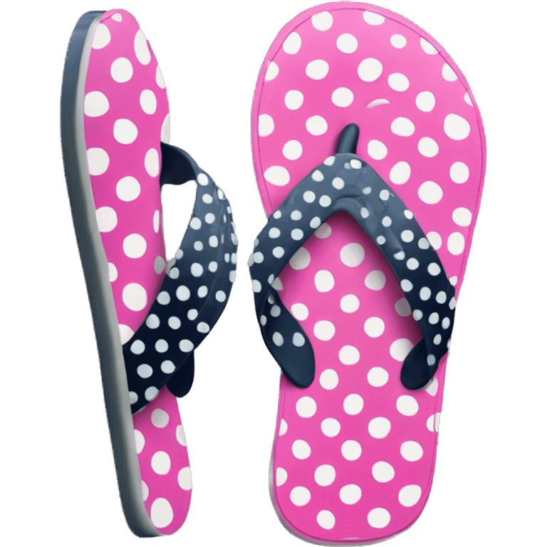 Realistic pair of polka dot summer flip flops isolated. emoji