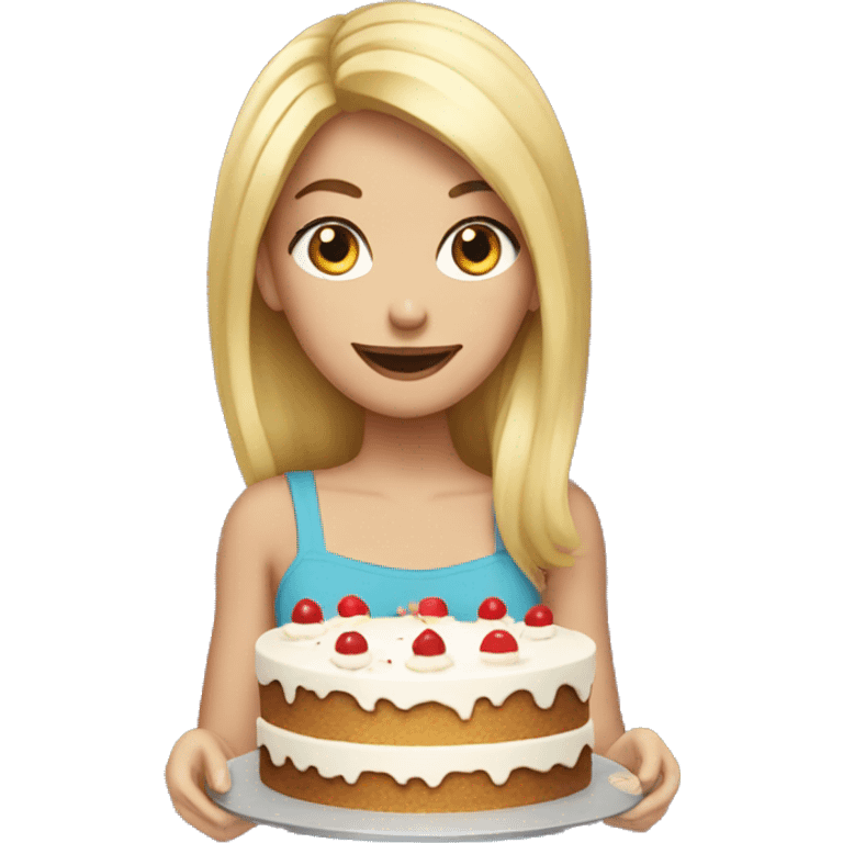 Blondy girl with cake emoji