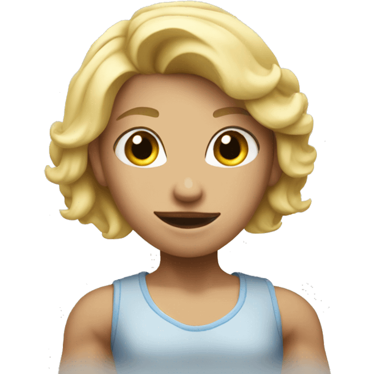 blonde girl with big biceps emoji