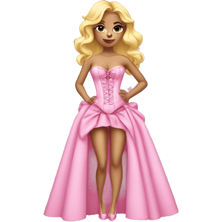 Blonde girl in pink corset dress emoji