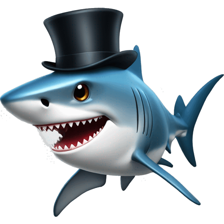 Shark with a top hat emoji