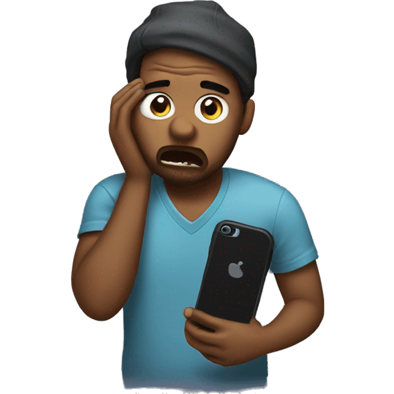 frustrated musician holding his phone emoji