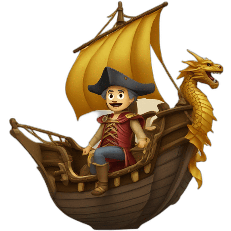 cristopher columbus full body in a dragon ship emoji