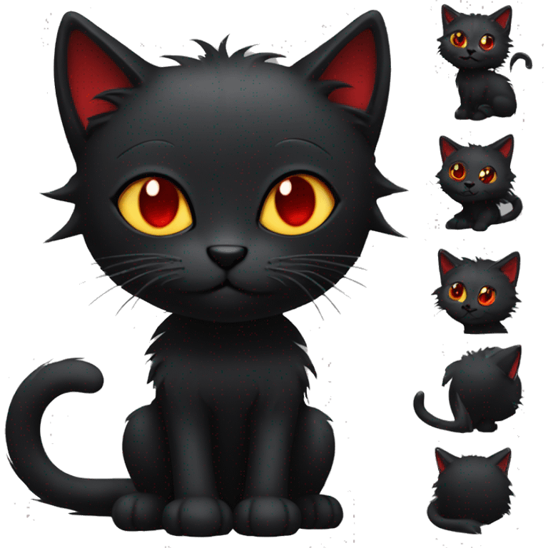 Edgy Black Cat with Long Emo Hair with Red Streaks emoji