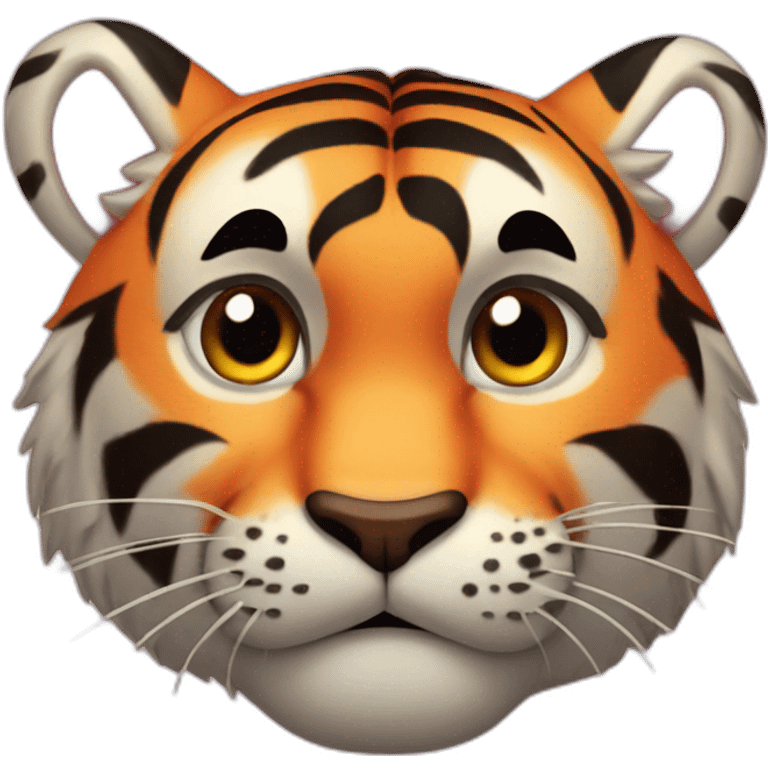 surprizing tiger with heart-shaped spot emoji