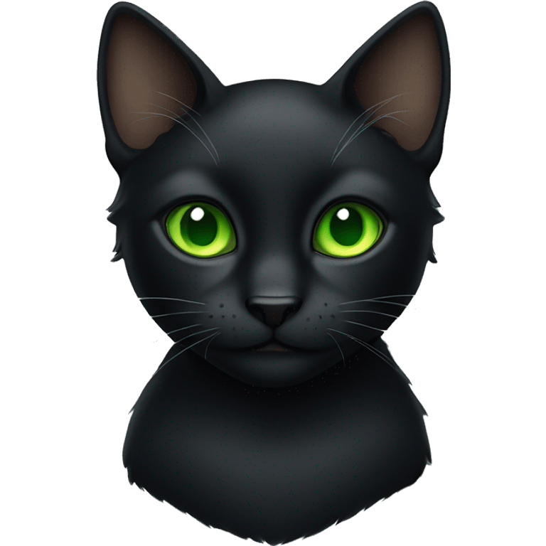 Full Black cat with Green eyes  emoji