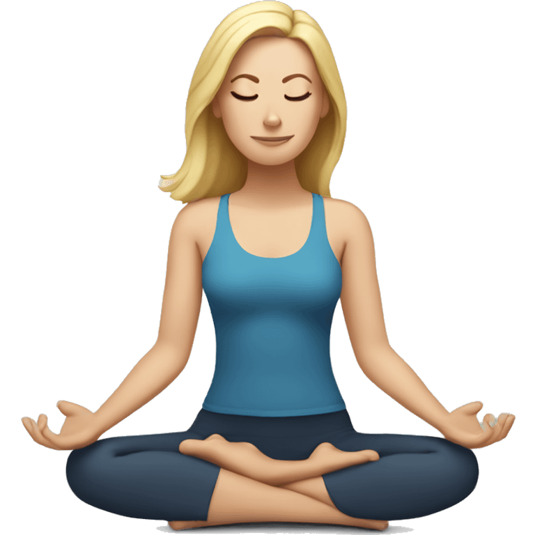 one white woman sitting in yoga pose emoji