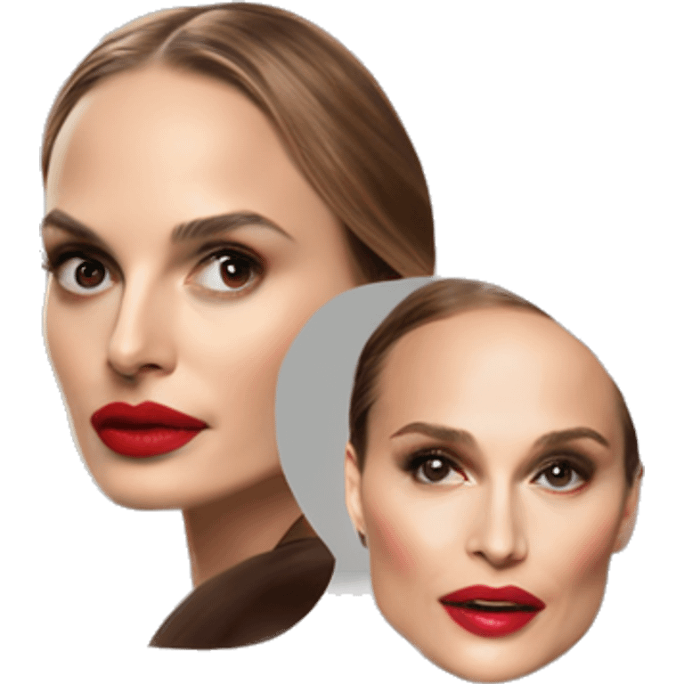  natalie portman on red high heels with red lips and long lashes emoji