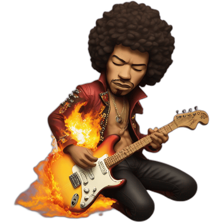 jimi hendrix lighting guitar on fire emoji