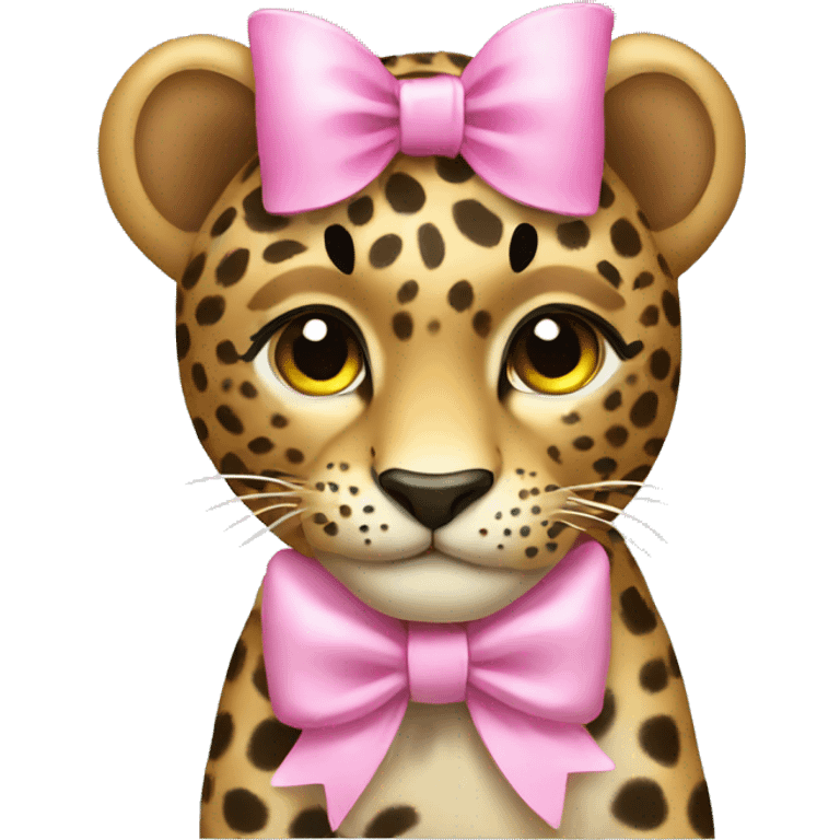 Leopard wearing a pink bow emoji