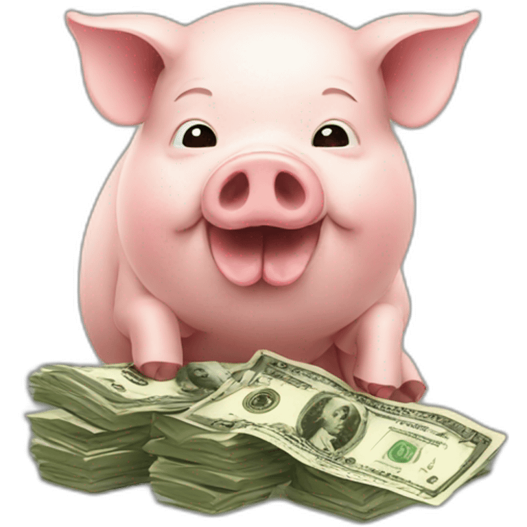 pig eating dollars emoji