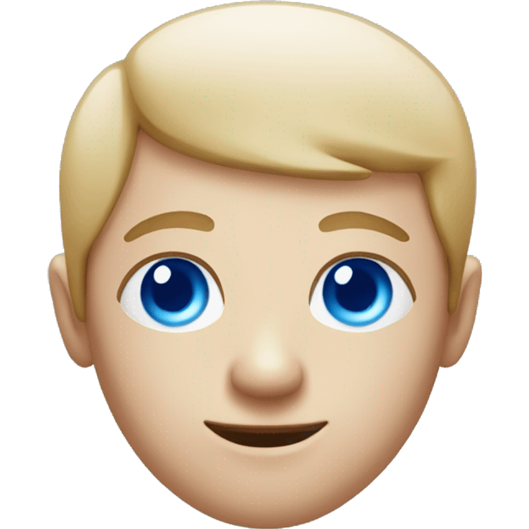 person with blue eyes and red mushroom in place of hair emoji