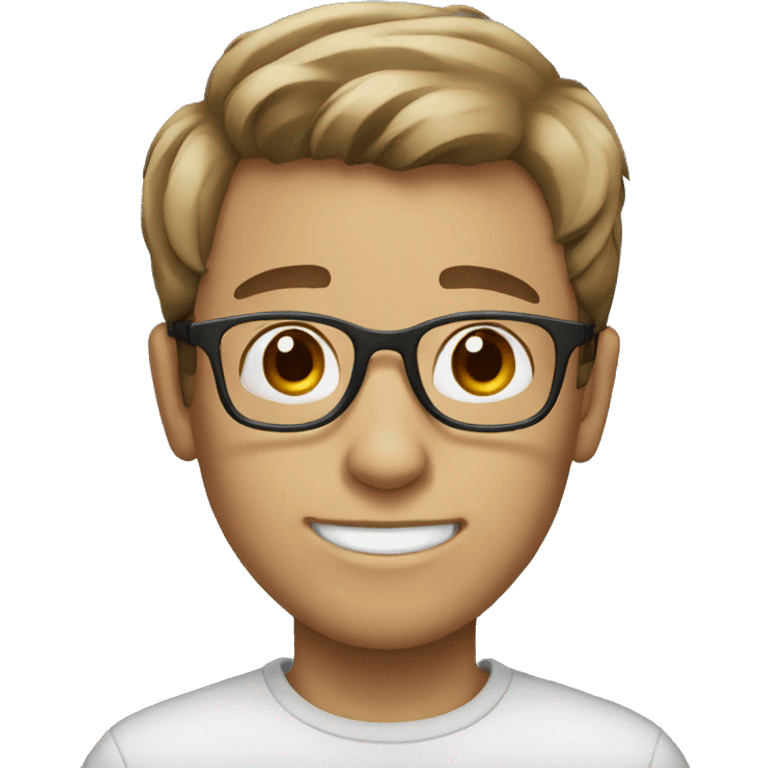 A white, brown-haired boy with glasses emoji