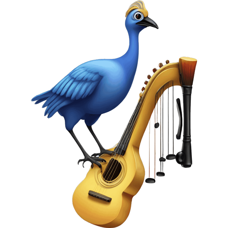 Lyre bird standing on a music note emoji