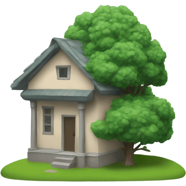 small building with many trees emoji