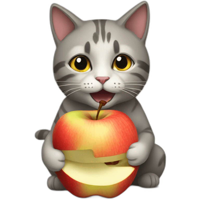 cat eating apple emoji