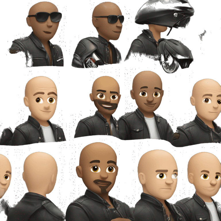 Bald guy riding Harley motorcycle  emoji