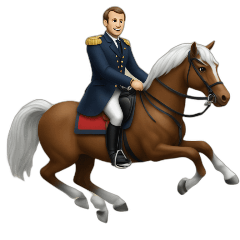 emmanuel macron riding a horsde emoji