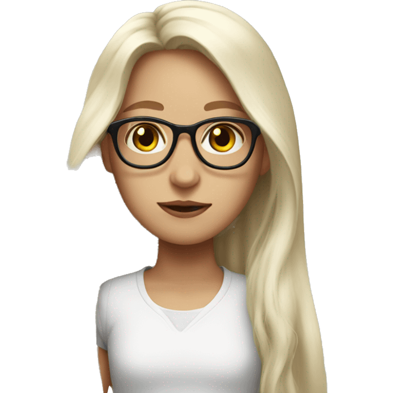 Girl white long hair red and glasses emoji